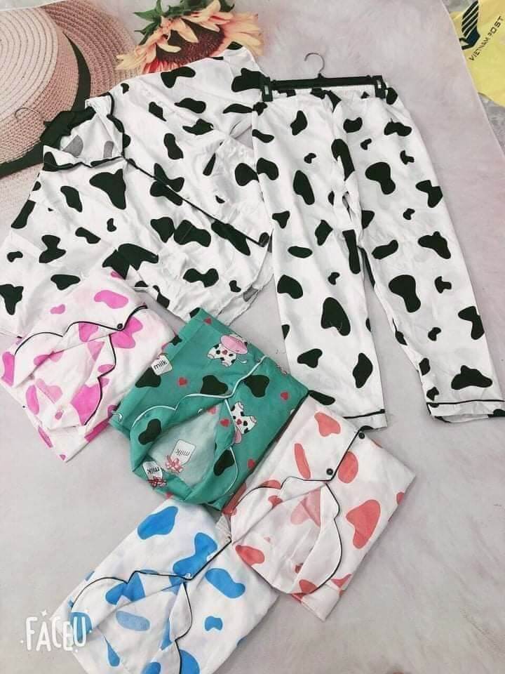 Sale-bộ pijama bò sữa dài chất kate mềm size 40-63kg