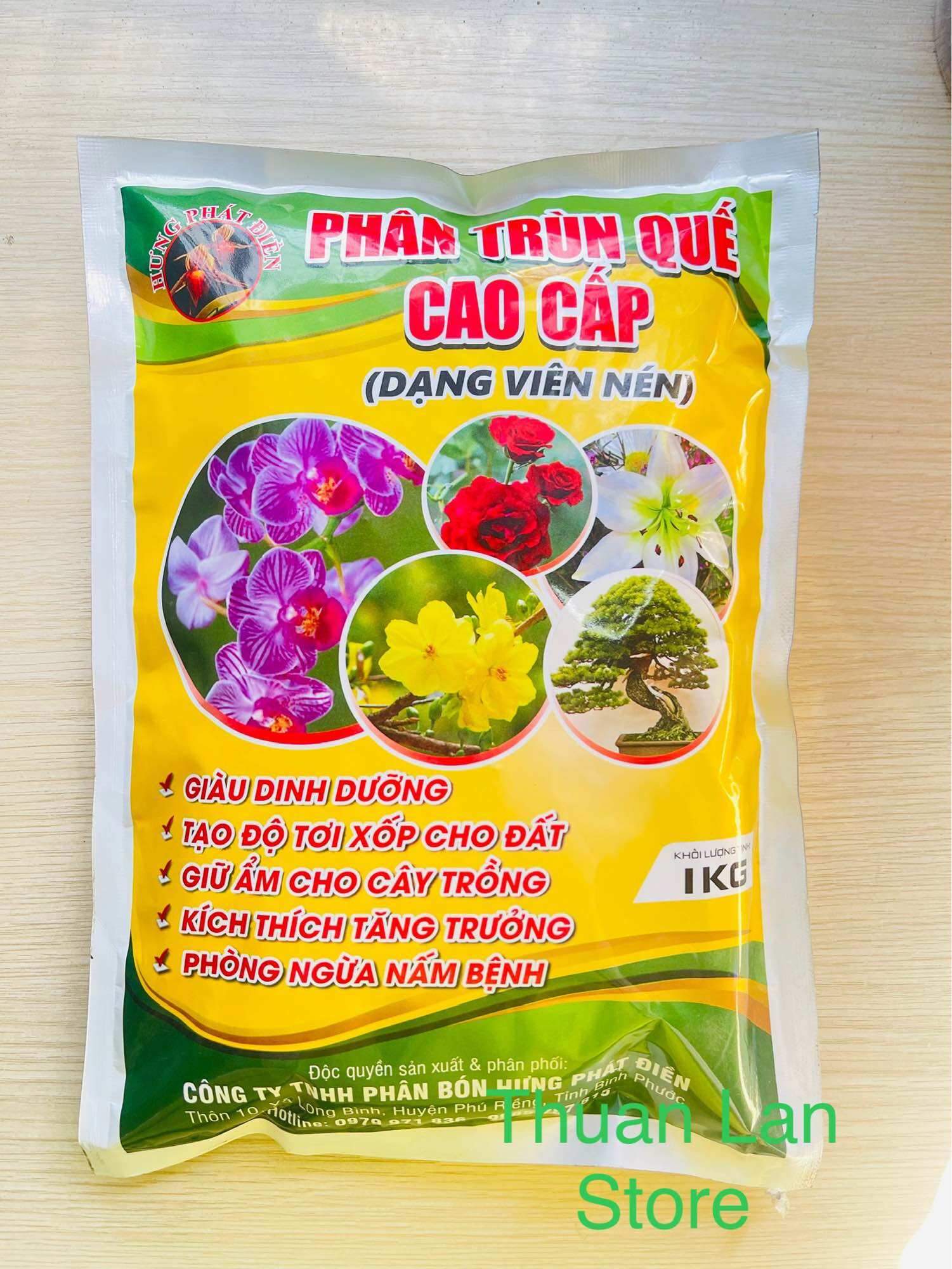Gói 1kg phân trùn quế dạng nén viên