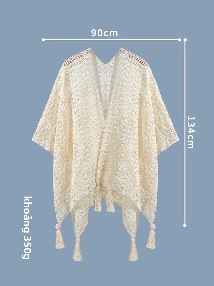 BAOYINFEI | Áo Cardigan Dệt Kim Voan Trắng