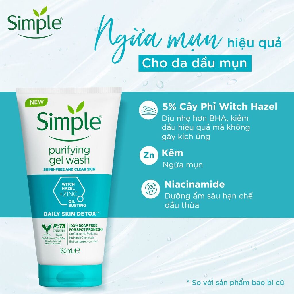 Sữa rửa mặt Simple giúp da sạch thoáng 150ml
