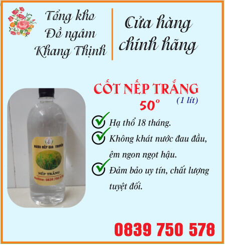 R.ượu nếp trắng 50°.loại nặng. gạo nếp cái hoa vàng loại 1 thơm ngon.không đau đầu.êm phê