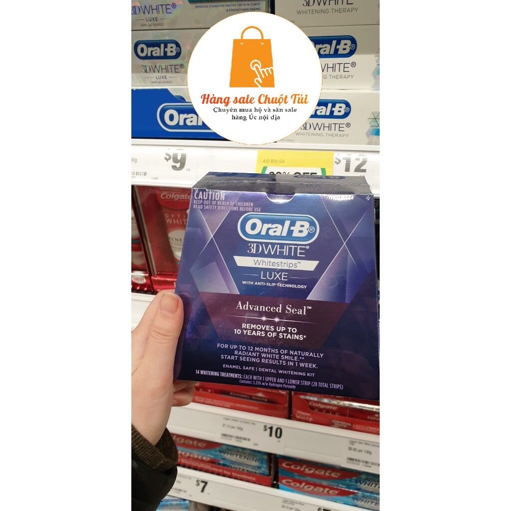 Miếng dán trắng răng ORAL B 3D White Luxe Advance Seal Whitening Treatment