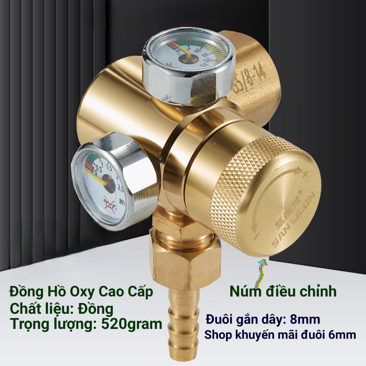 (  Hàng cao cấp chuyên dụng hàn cắt gió đá & điện lạnh ) Giảm áp Oxy_Nito..._Đồng hồ điều áp chỉnh áp xuất Oxy_Nito...