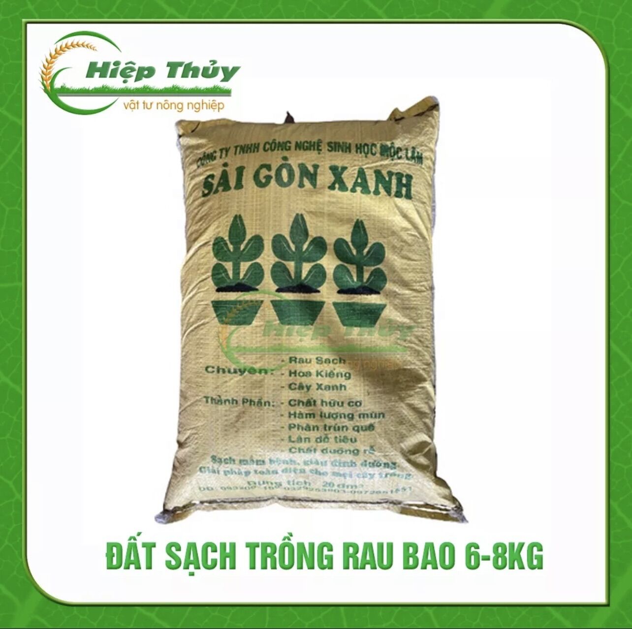 ĐẤT SẠCH SÀI GÒN XANH Đất sạch trồng rau, trồng cây, bổ sung dinh dưỡng 20dm3 bao 6-8kg