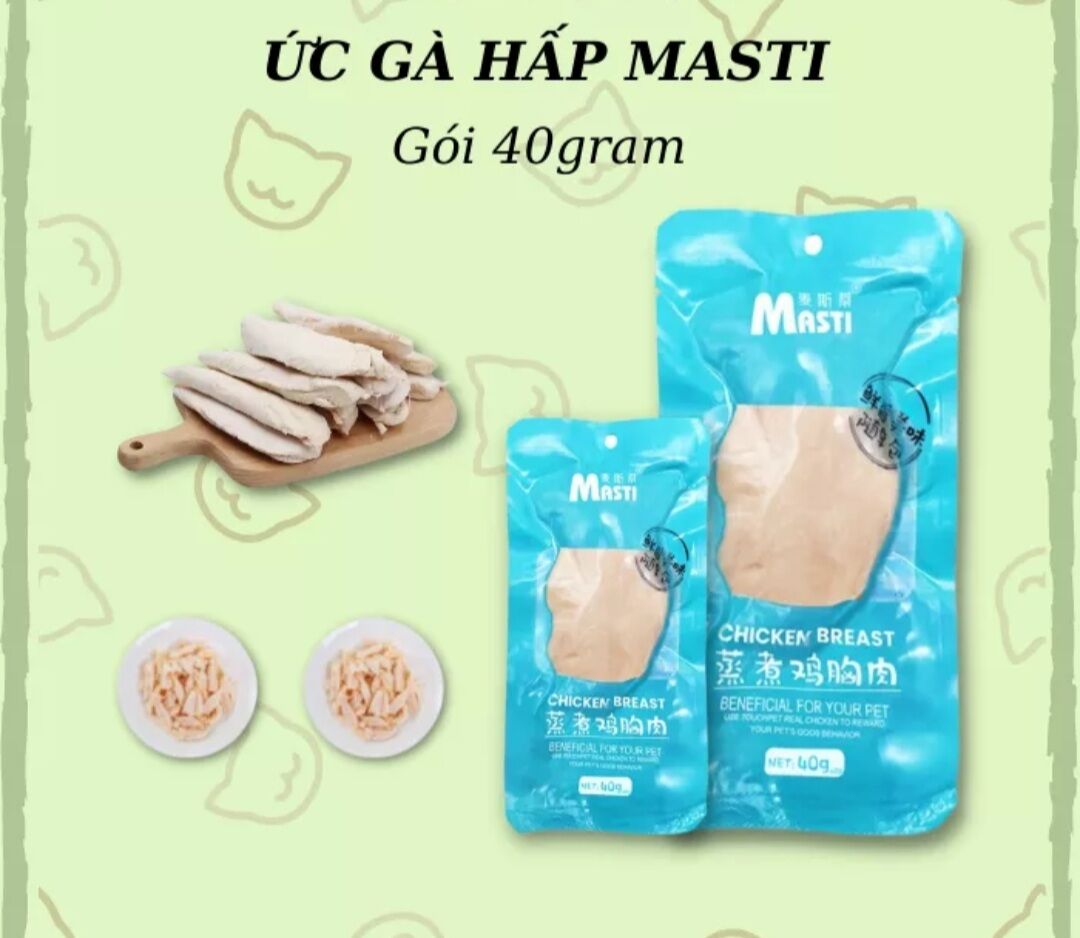Ức gà hấp sẵn cho chó - mèo 40gram