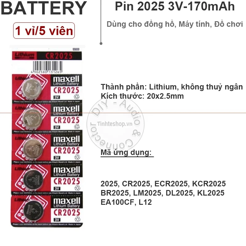 Pin Maxell CR2025 Lithium Battery