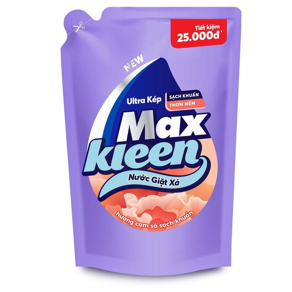 (Túi 2,4kg) Nước giặt xả Maxkleen hương cam sả