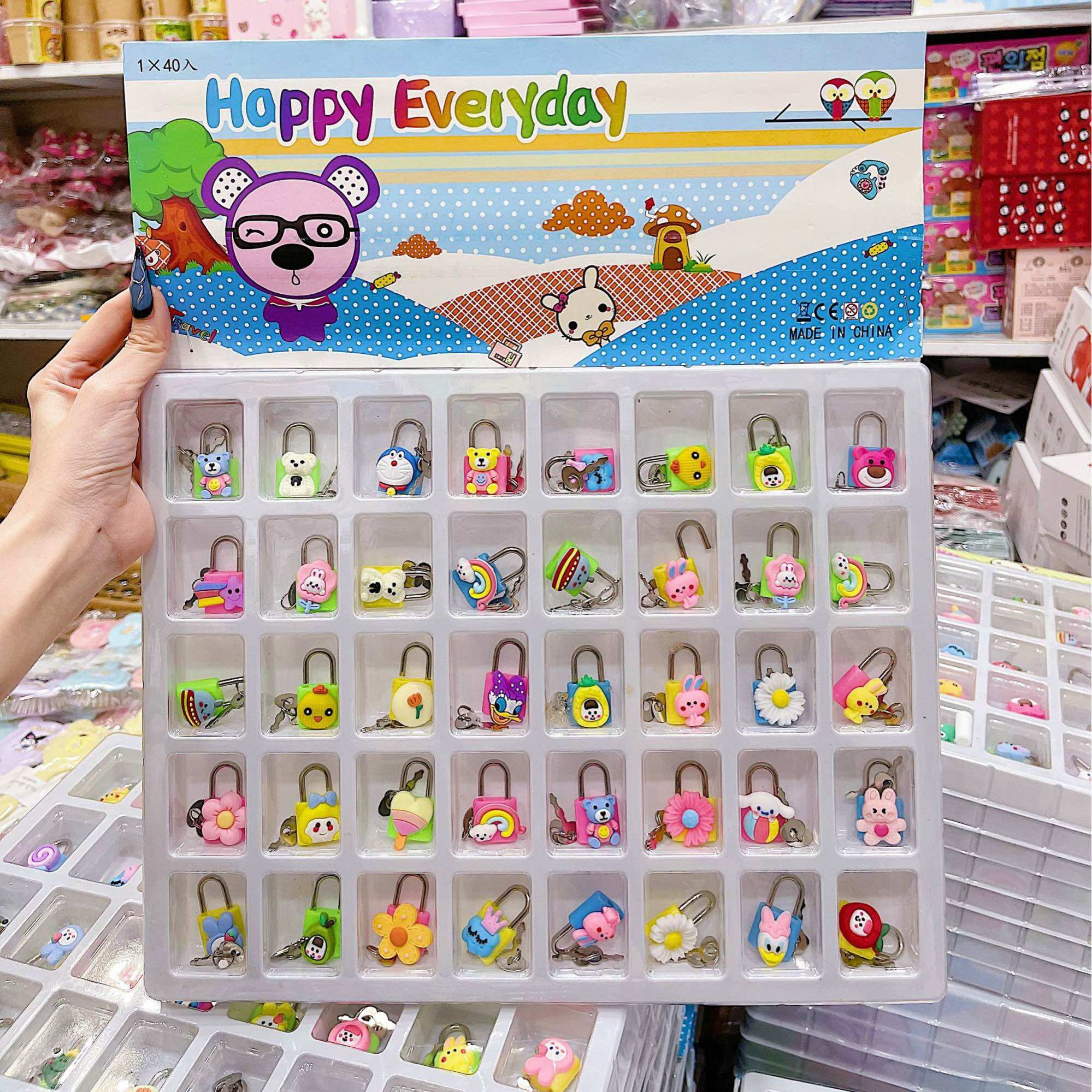 Ổ khoá mini hoạt hình cute kèm 2 chìa khoá