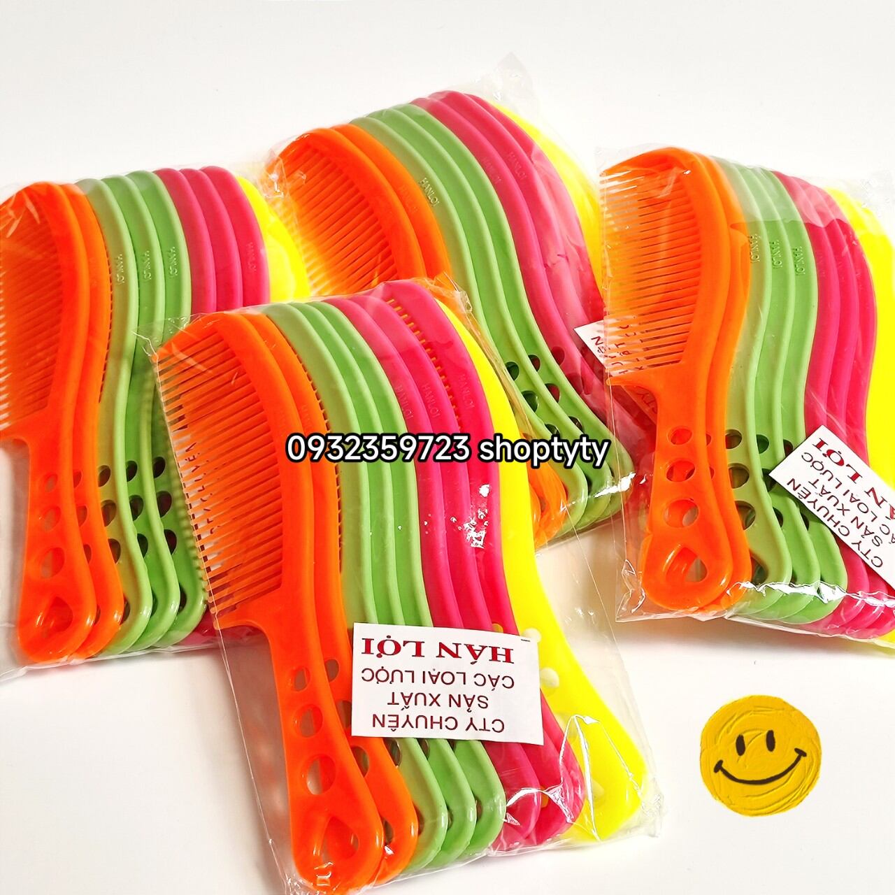 1 bịch 10 cây lược chải tóc nửa cán bằng nhựa 19,5cm