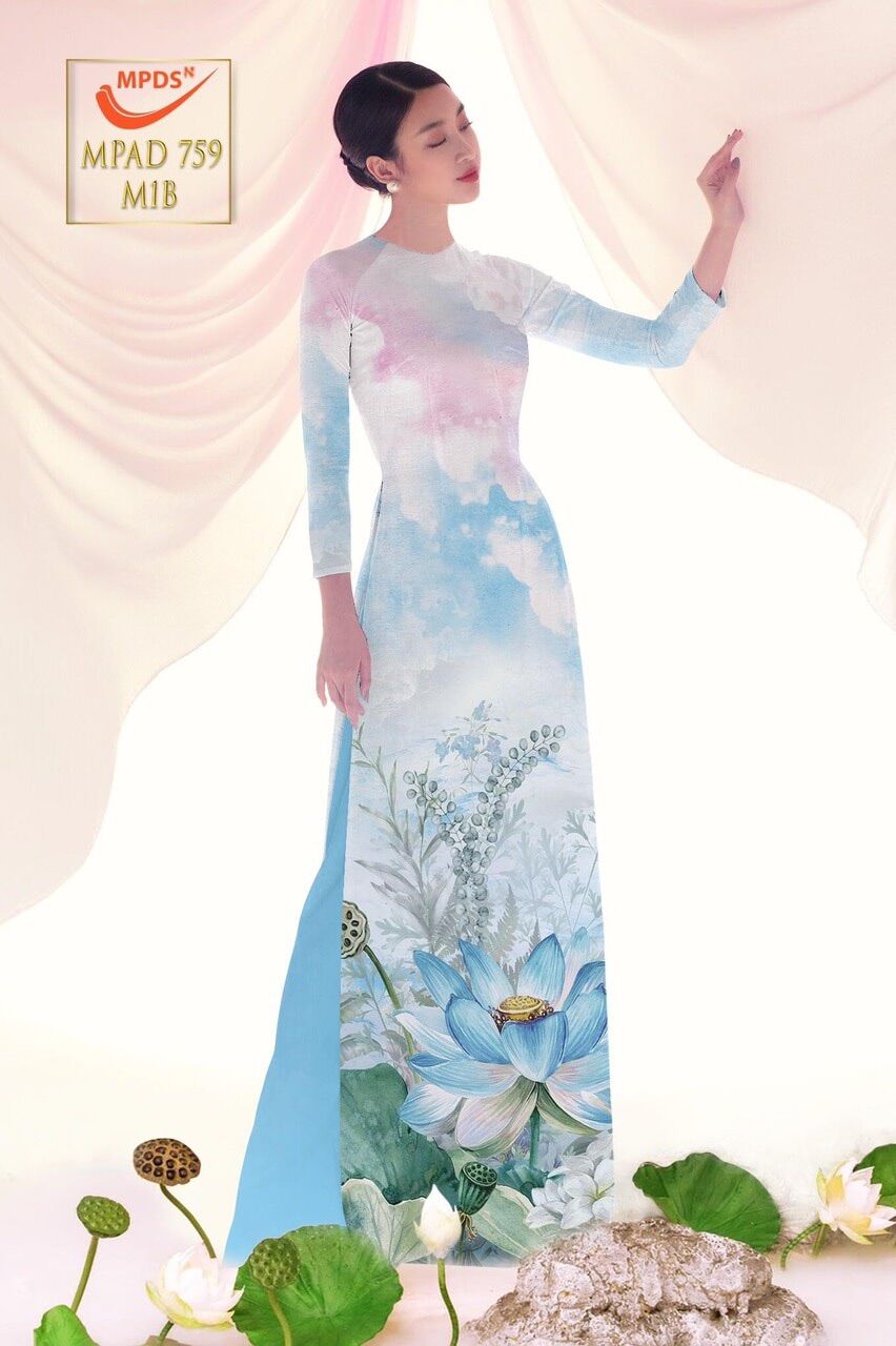 Vải áo dài hoa sen