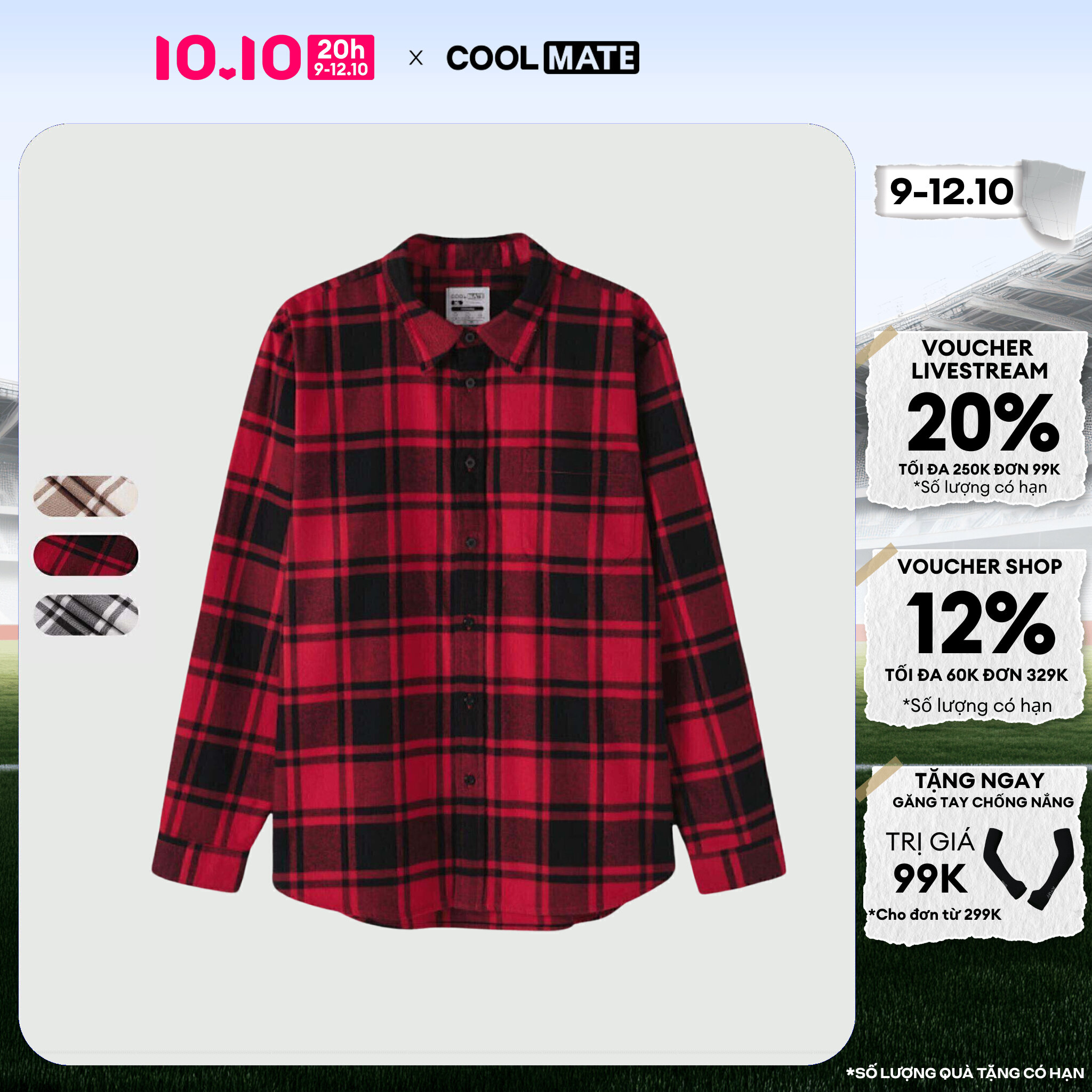 [CHỈ 20H 9-12.10 TẶNG QUÀ ĐƠN TỪ 299K]Áo sơ mi Flannel 100% Cotton trẻ trung Coolmate
