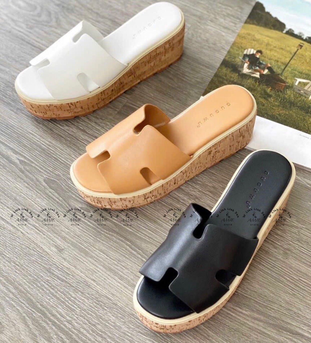 Guốc Đế Xuồng Quai Da Chữ H