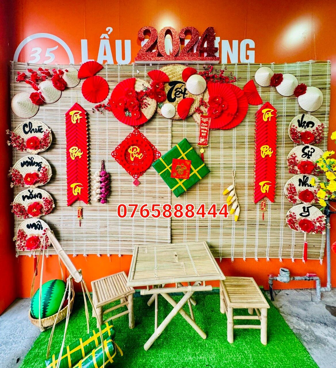 Mành tre trang trí tết, mành cọ 1,8x2m trang trí tết giá rẻ
