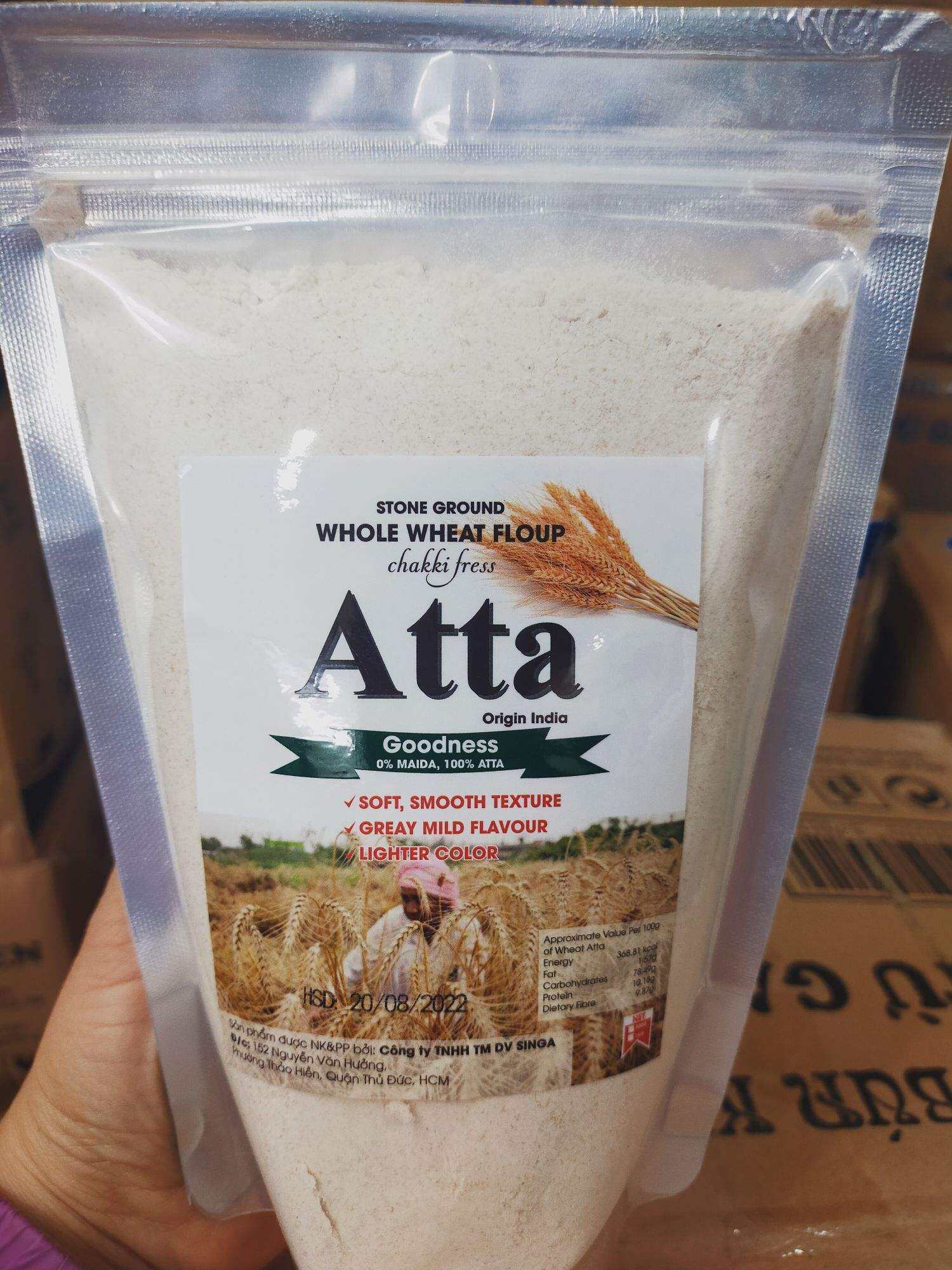1kg Bột mì nguyên cám/bột mì lứt/Bột mì atta Ấn Độ (Túi Zip)