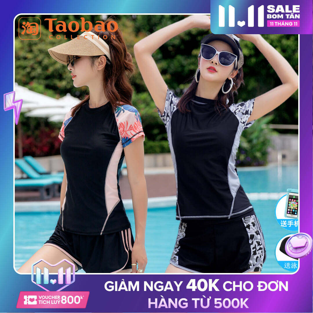 Áo Tắm Rời Tay Ngắn Mẫu Mới Quần Ống Bằng Kín Đáo Cho Nữ Áo Tắm Thể Thao Nhanh Khô Chống Nắng Dáng Gầy Che Bụng Cỡ Lớn Suối Nước Nóng