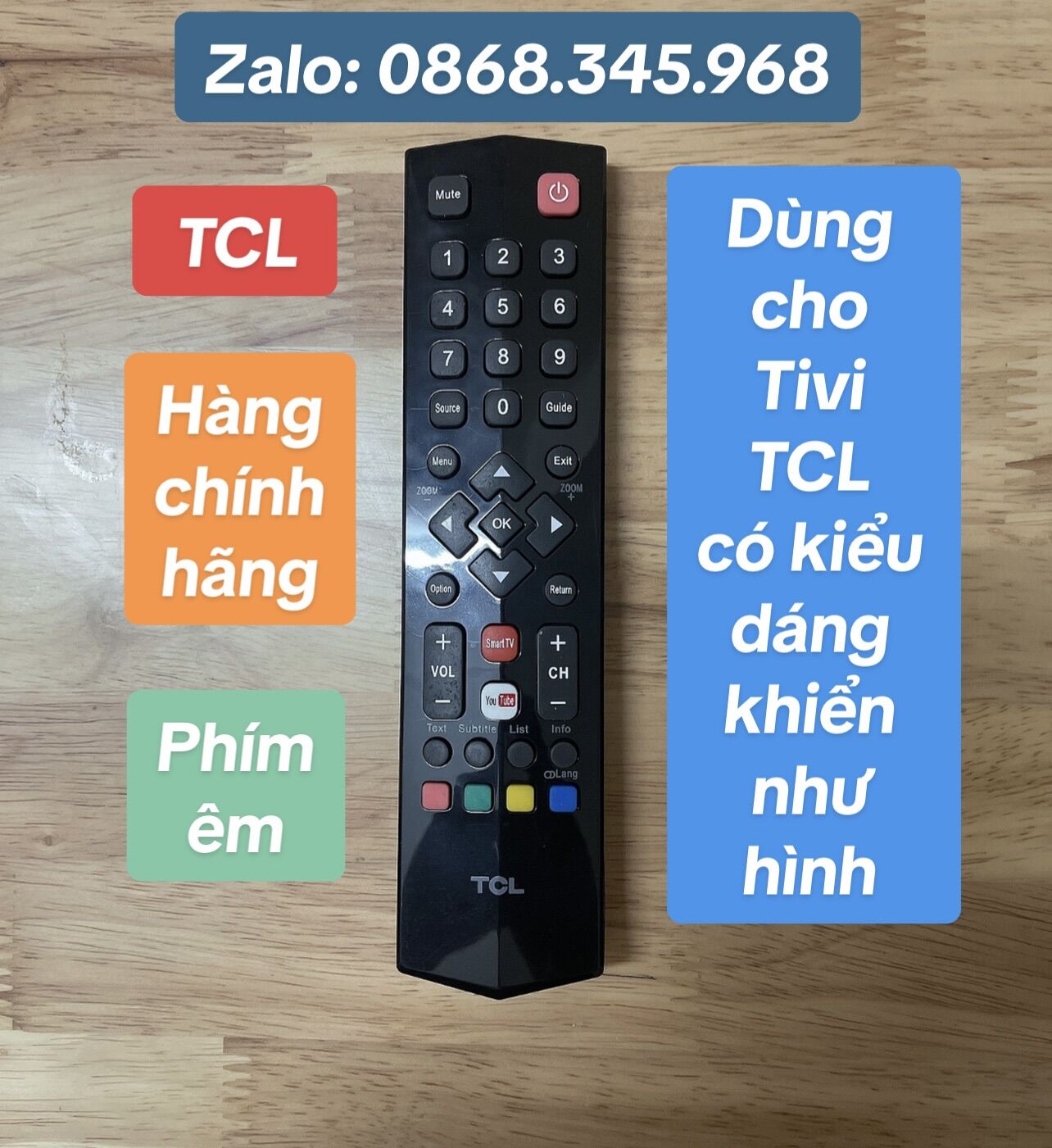Điều khiển Tivi TCL hàng Zin theo máy