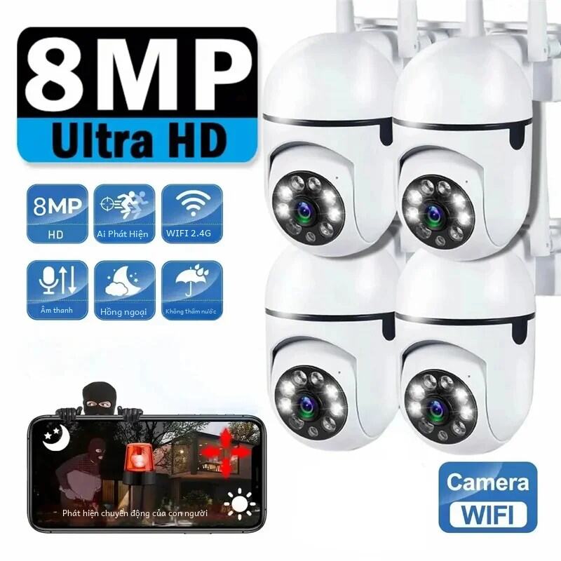 8mp Ptz Wifi Ip Camera Quan Sát Bảo Vệ An Ninh Không Dây 4x Zoom Ai Theo Dõi Con Người Âm Thanh Hai Chiều Cho Gia Đình giám Sát Ngoài Trời