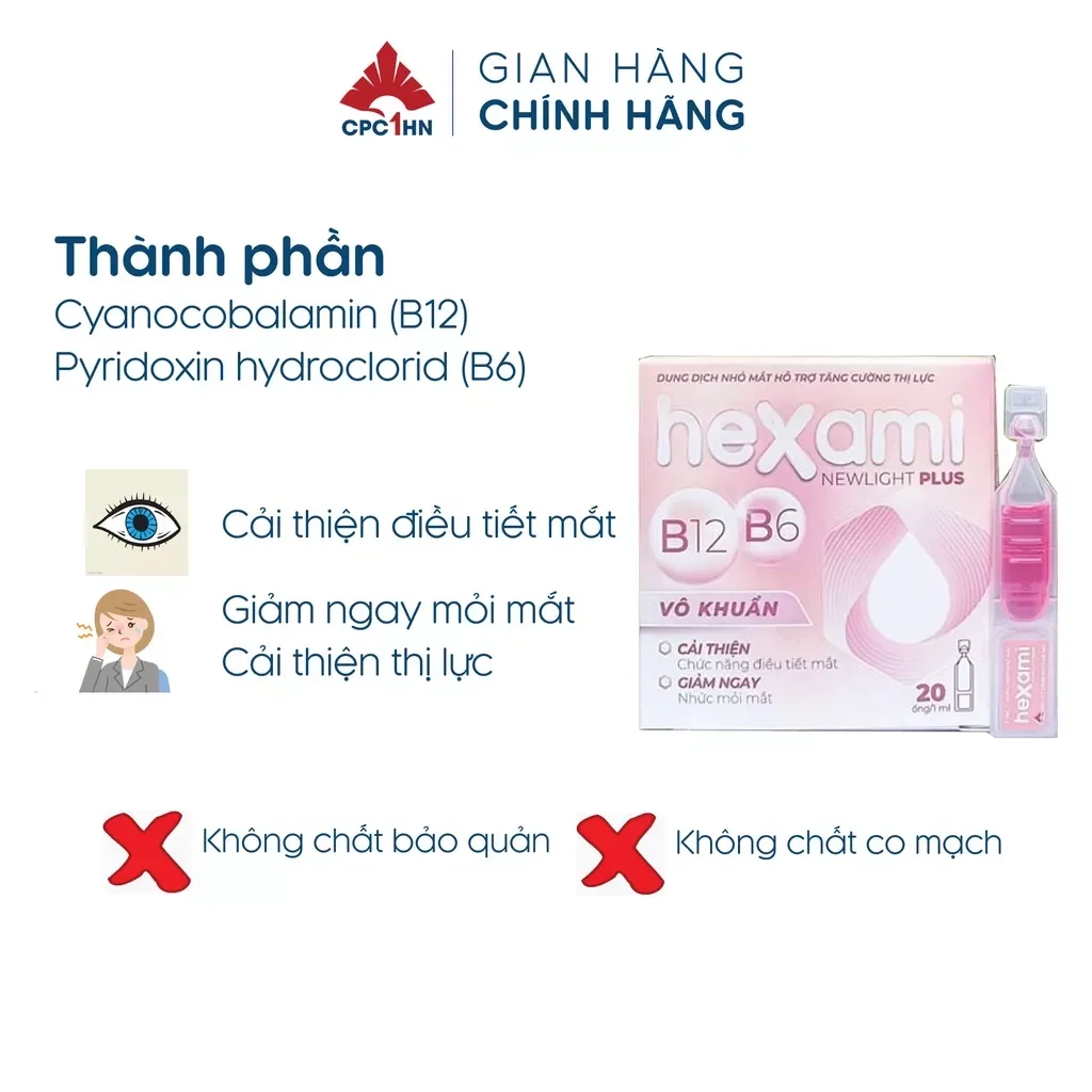 Nhỏ mắt chống nhức mỏi mắt HEXAMI 03/2026