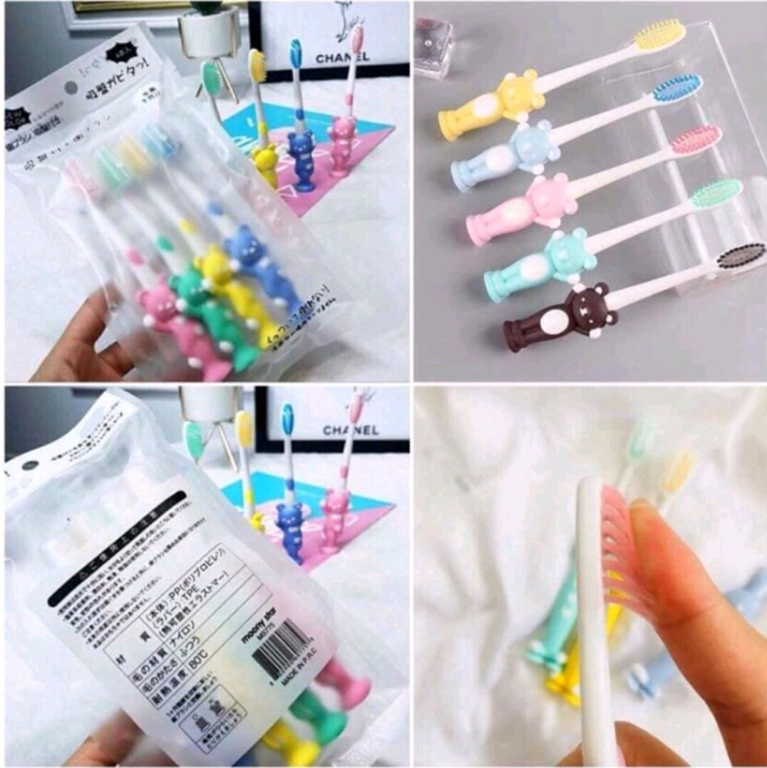Set 4 Bàn Chải Gấu- Bàn Chải Đánh Răng Cho Bé Yêu