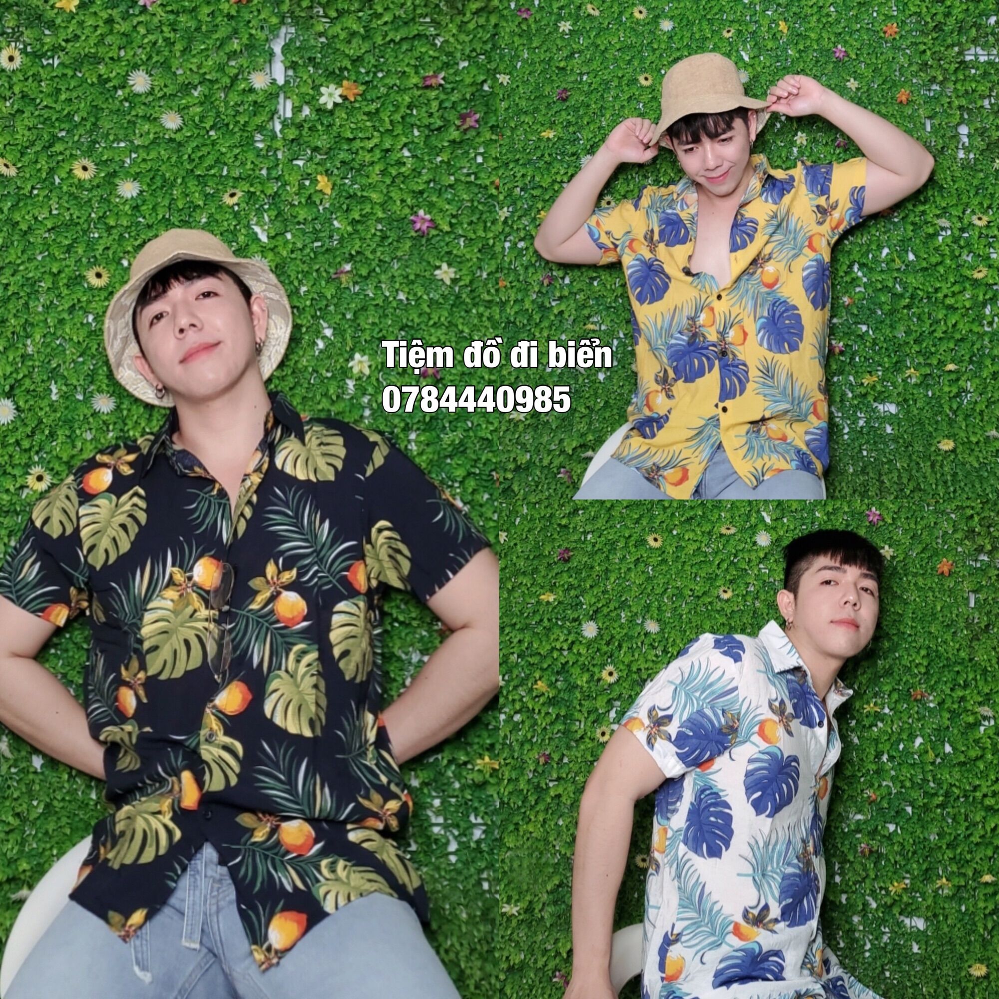 Áo sơ đi biển - sơ mi trái đào