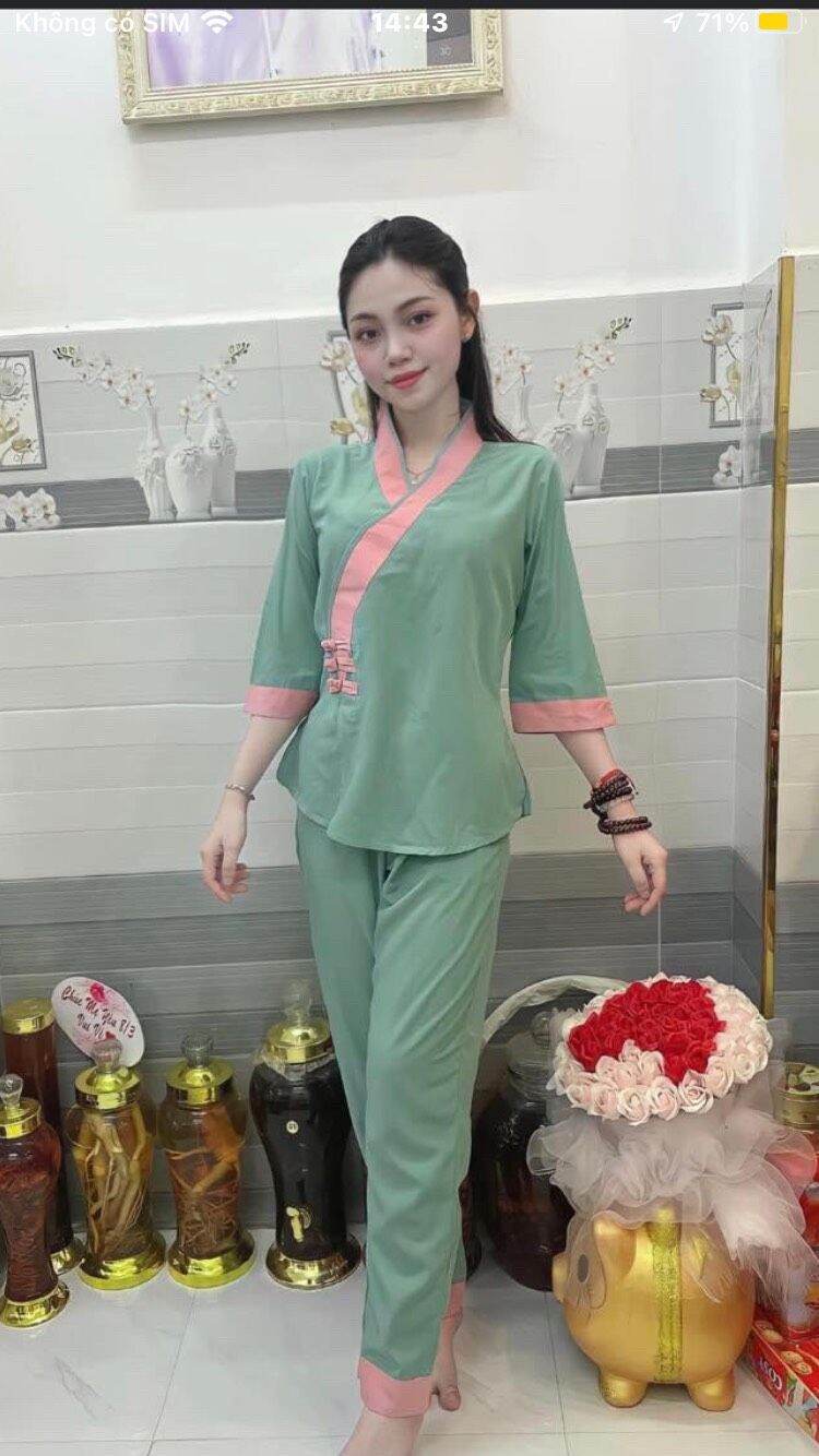 Bộ nữ đi chùa vải kate 3 nút