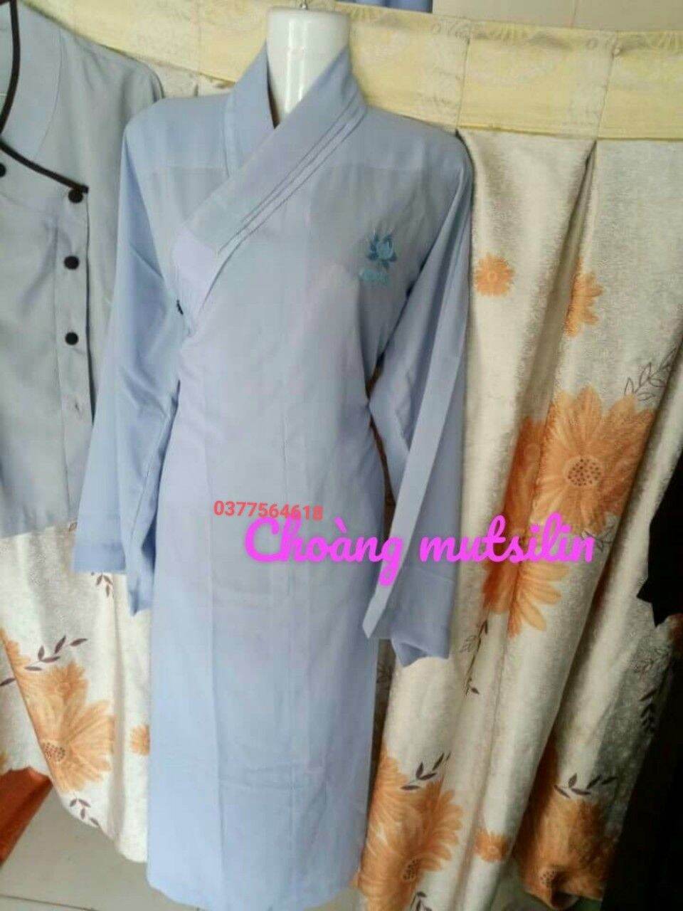 áo tràng lam phật tử đi chùa, chất liệu mát hàng không nhăn