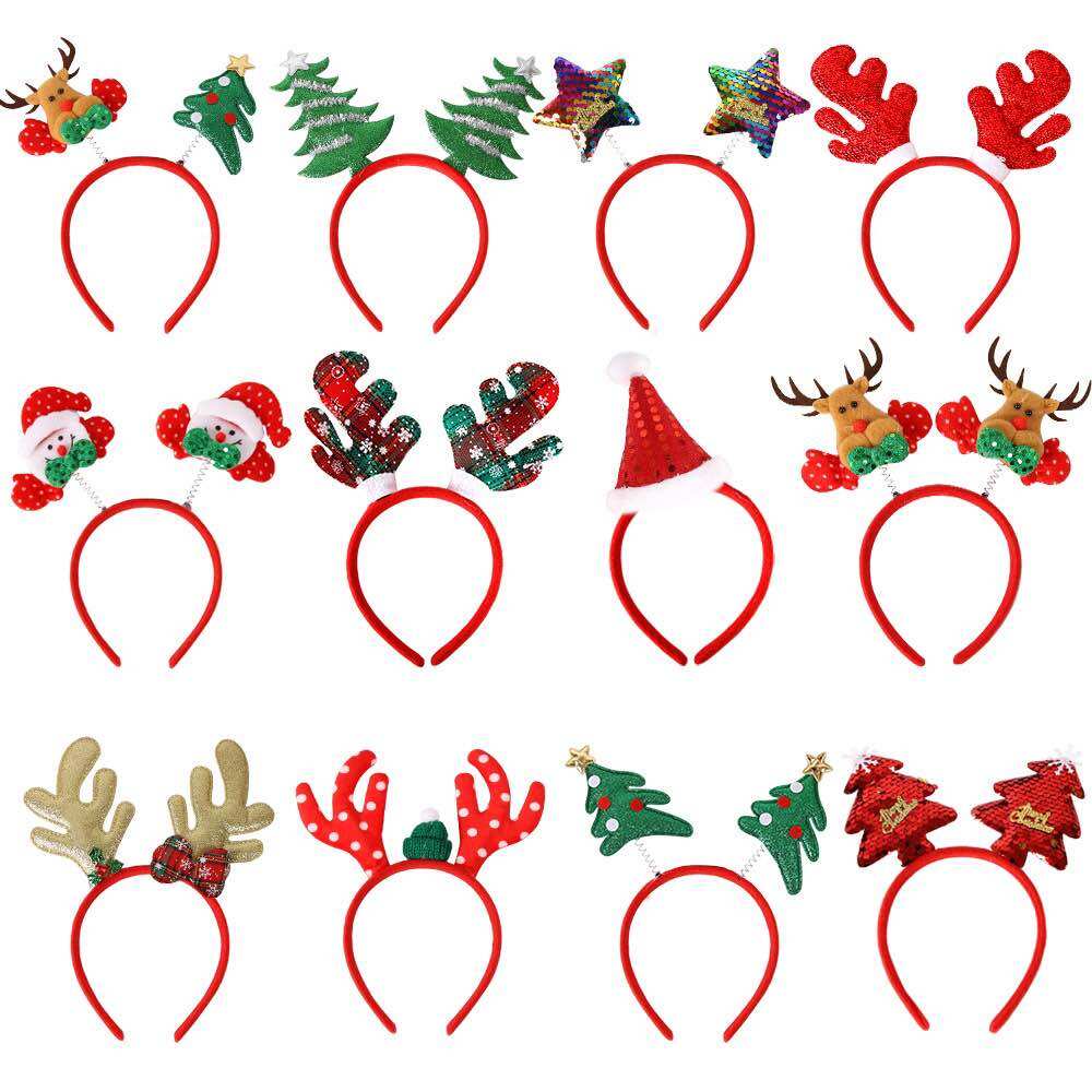 Mẫu mới 2023 bờm cài tóc Giáng Sinh đỏ băng đô xược cài tóc Noel nhiều màu nhiều kiểu cho bé gái