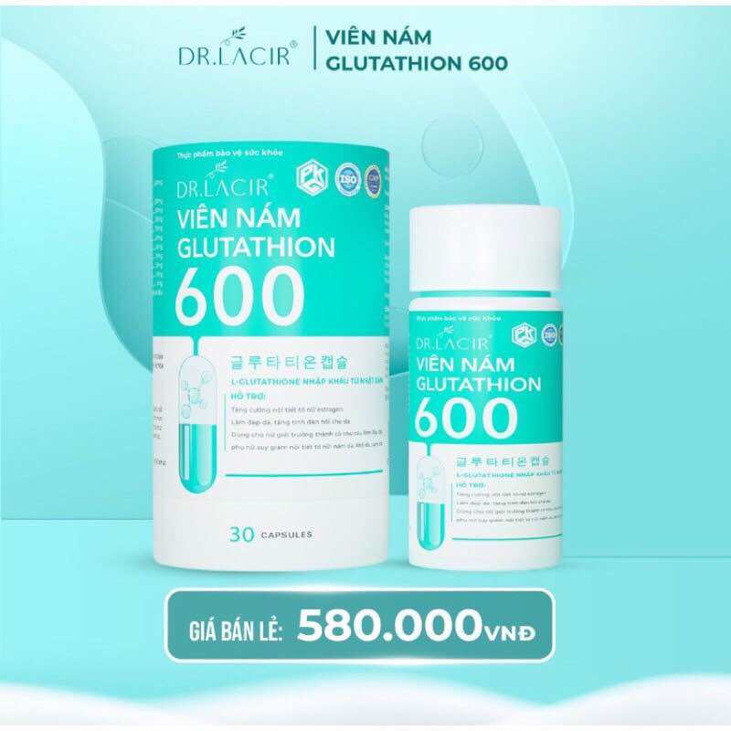 Viên uống trắng da Glutathione 600 Dr lacir, Viên uống mờ nám cân bằng nội tiết tố nữ - Chính Hãng