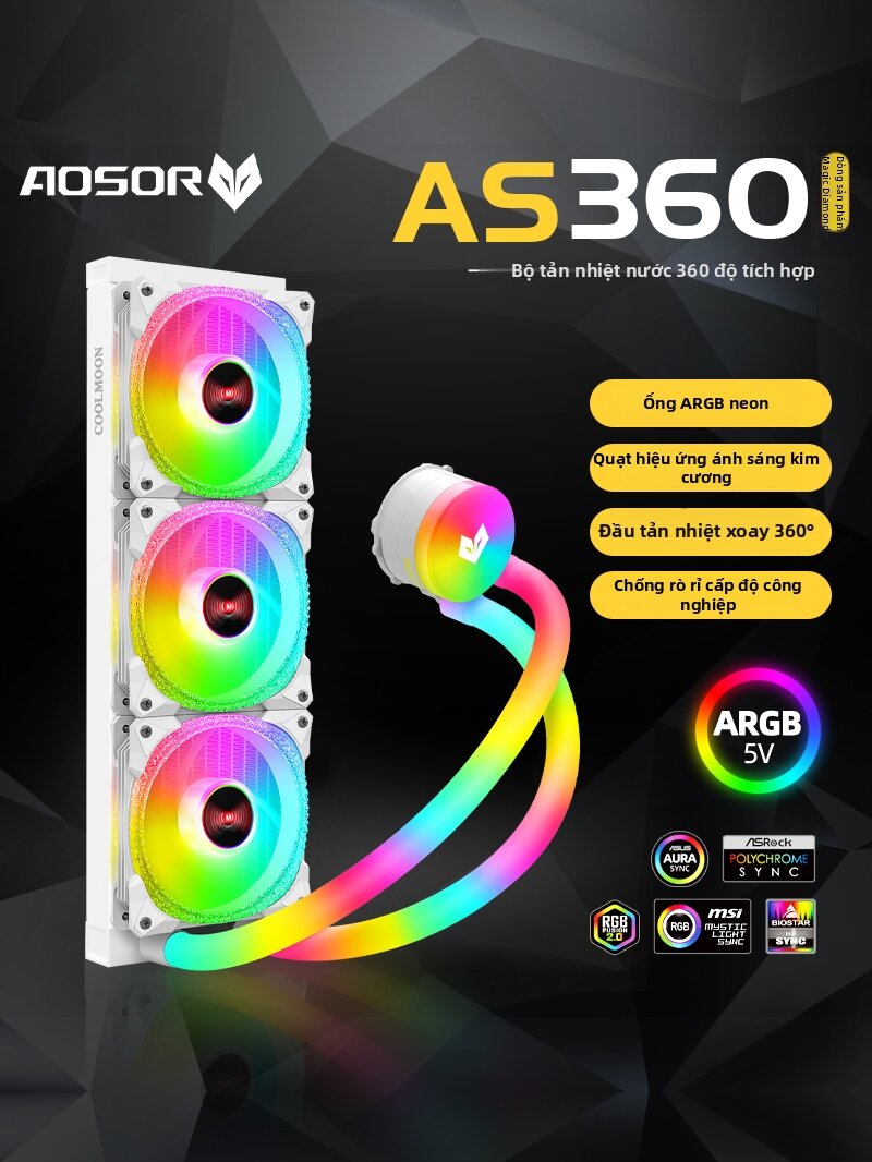 Coolmoon | 360 ARGB Neon RGB Water Cooler 360mm Giá 1,697,000 Đồng*Miễn phí vận chuyển
