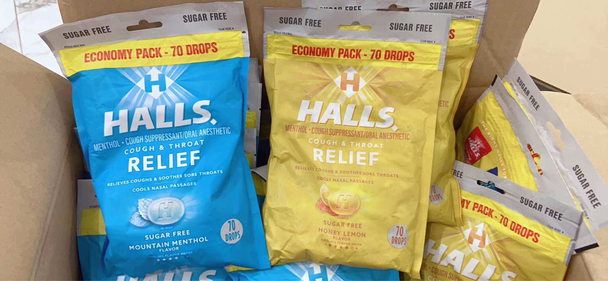 (HCM) Kẹo ho Halls Mỹ- gói 70 viên