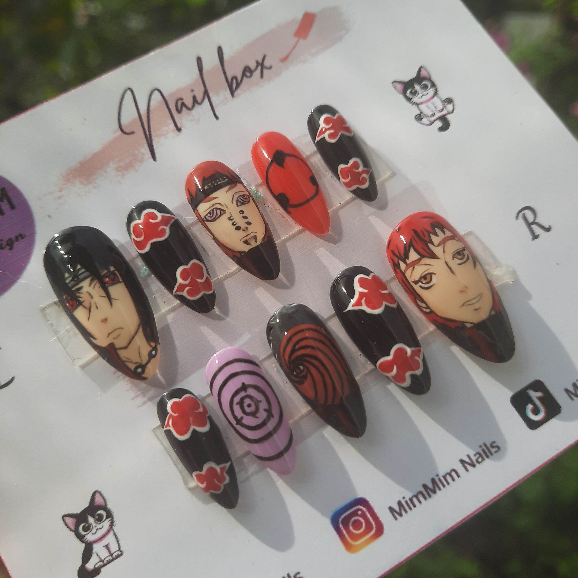 Nail box Akatsuki móng úp thiết kế phong cách anime