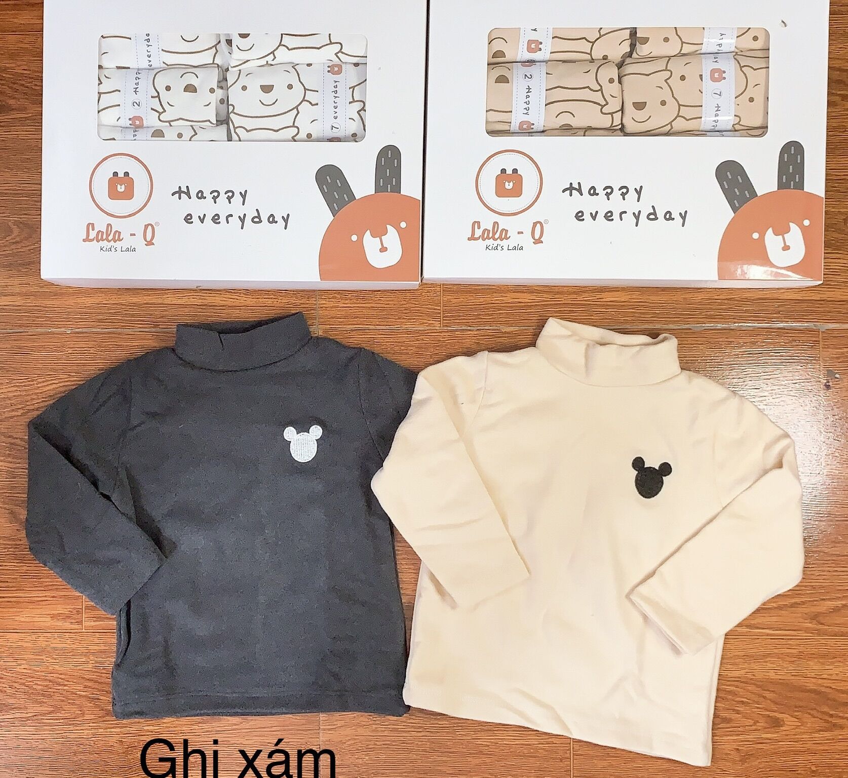 Áo nhiệt nỉ lông cổ cao 3 phân cho bé