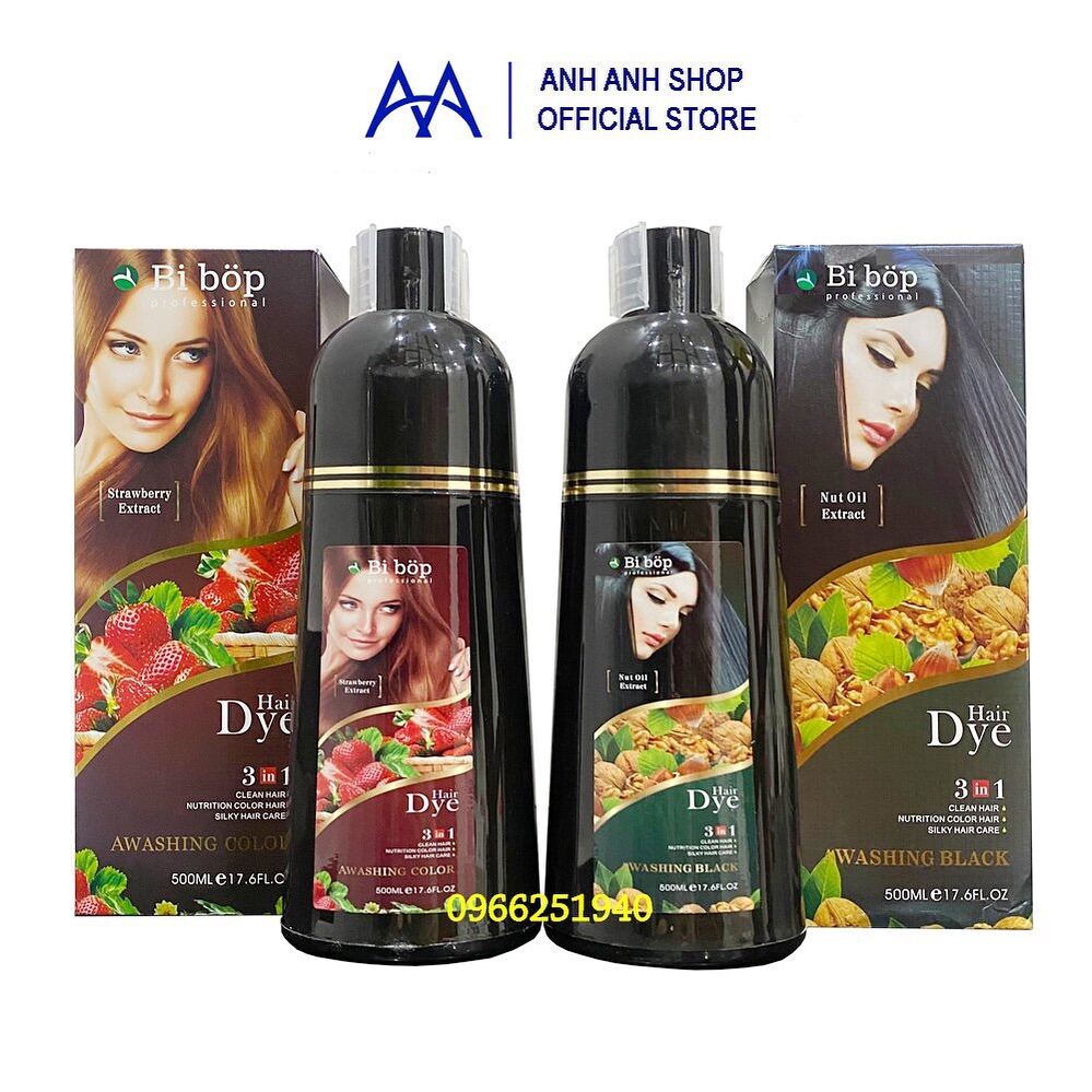 Combo 2 Chai Gội Đen Và Nâu Bibop Thảo Dược Chính Hãng Nhậtbnr 500Ml