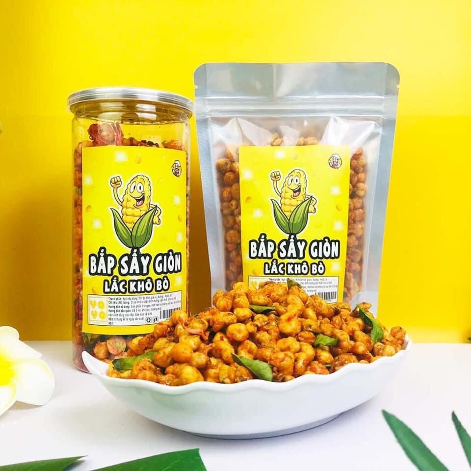 Bắp cay sấy giòn lắc khô bò lá chanh hũ 350g