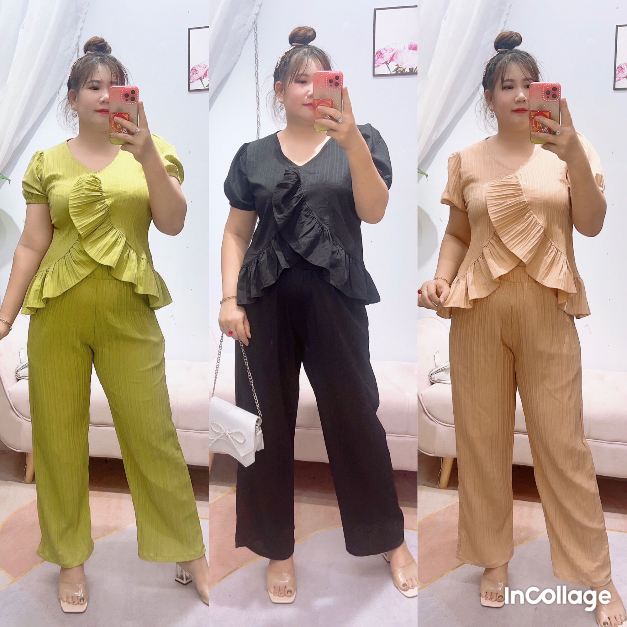 Bộ đũi gân áo bèo quần suông bigsize 60-95kg