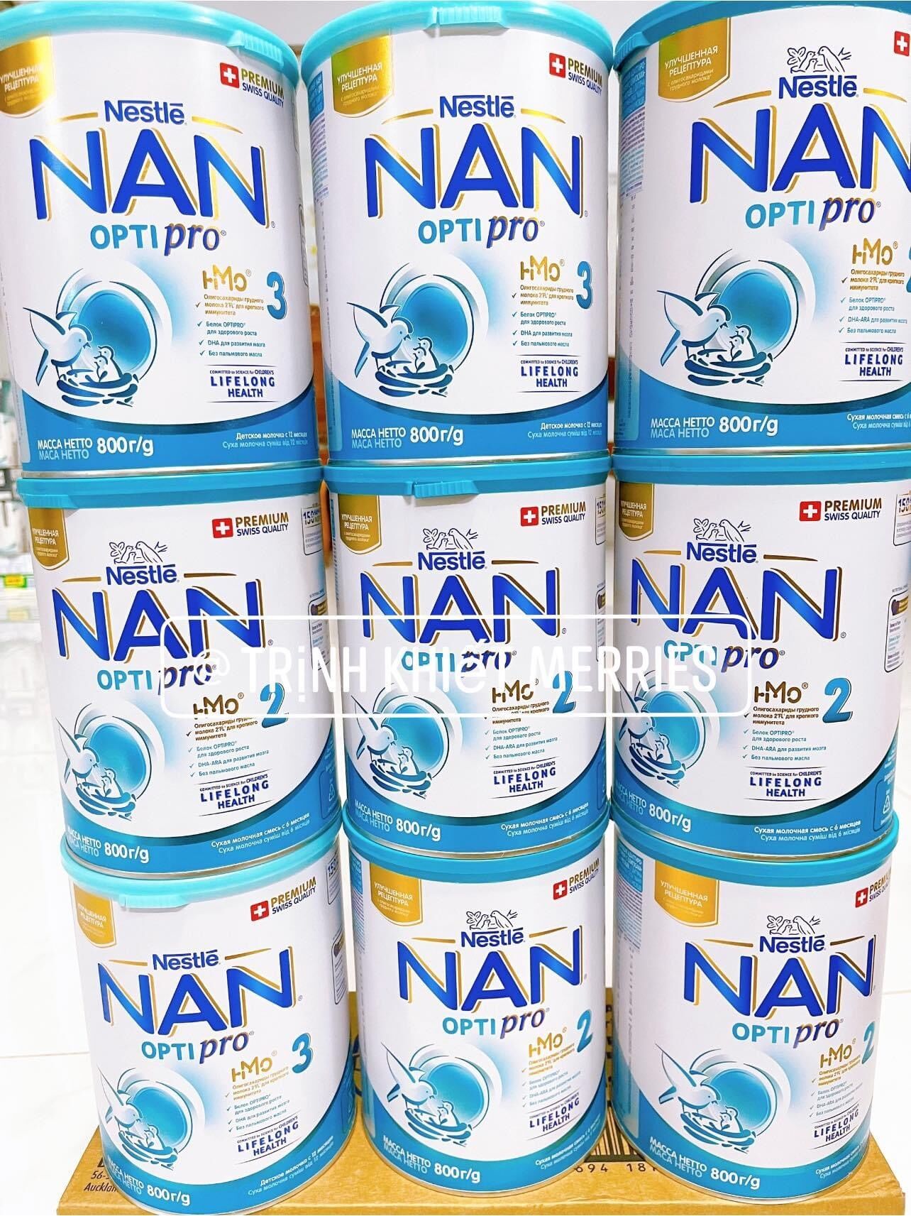 Sữa nan nga hàng air đủ số 2,3 hộp 800g