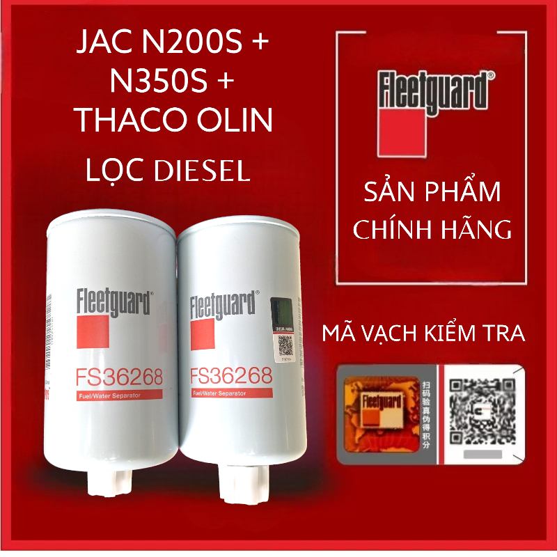 Lọc dầu diesel xe tải JAC N200S + N350S + Thaco olin 350 new. FS36268