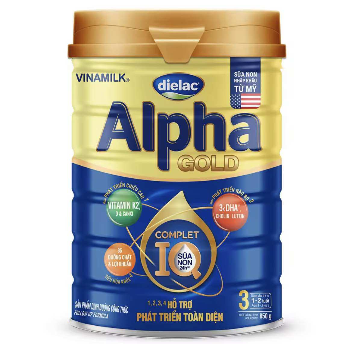 Sữa bột dielac alpha gold 3 - lon 850g - dành cho bé 1-2 tuổi - hsd luôn mới