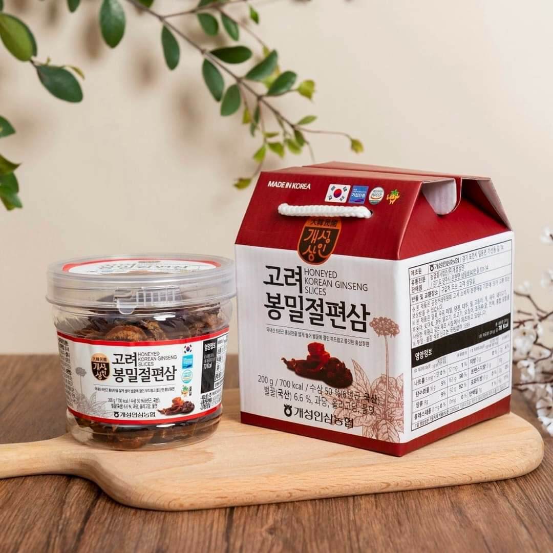 Sâm lát tẩm mật ong Hàn Quốc hộp 200g
