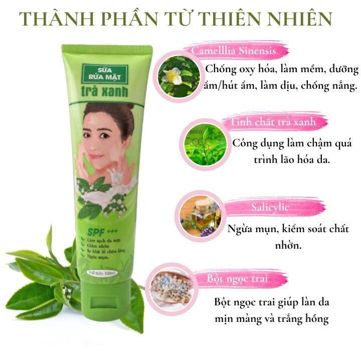 srm Trà Xanh Miền Thảo Mộc bảo vệ da ,sạch da mặt