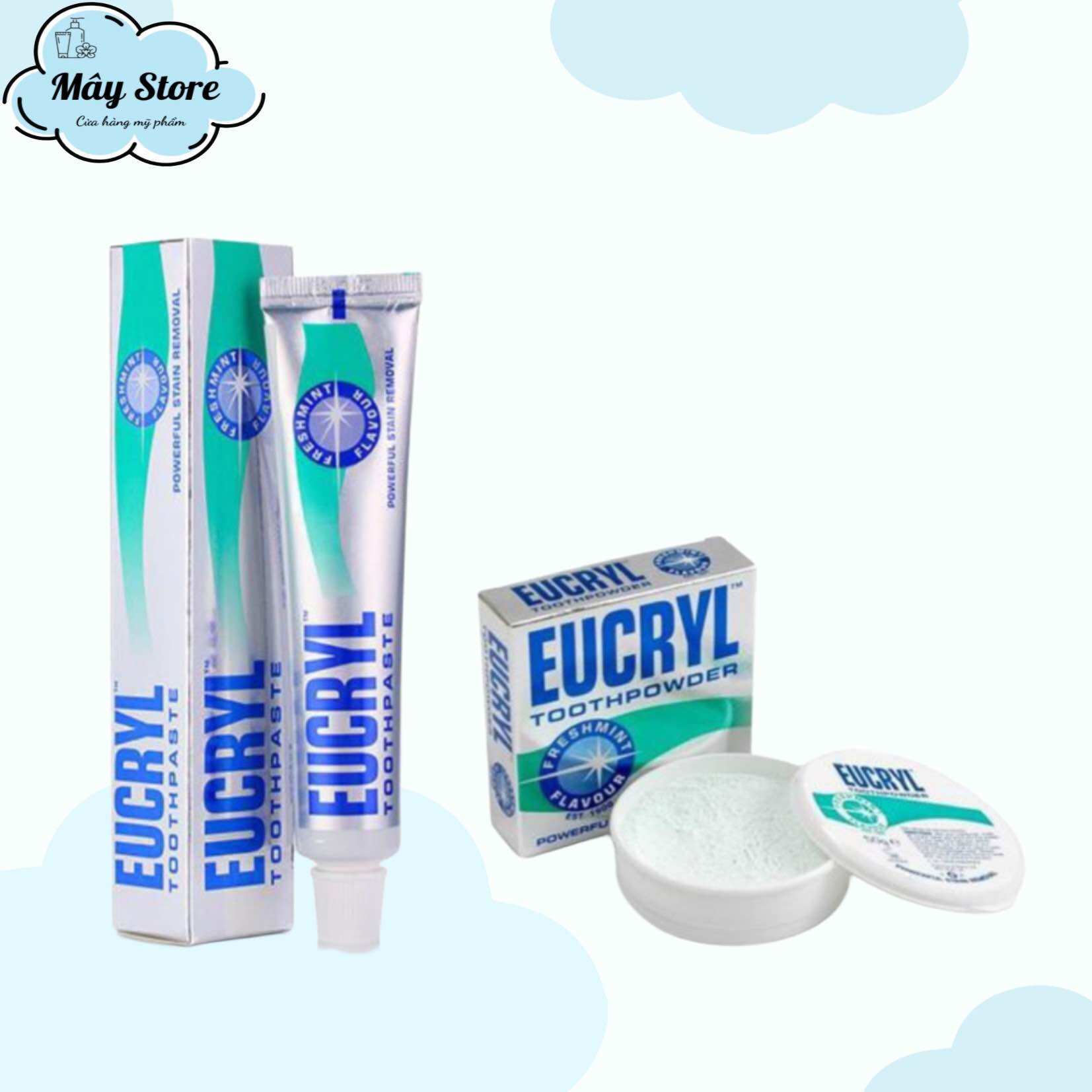 Combo kem đánh răng 62g và bột tẩy trắng răng Eucryl 50g