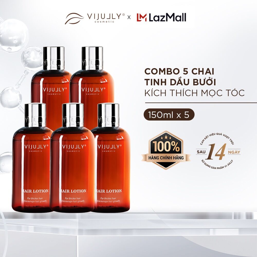 Combo 5 chai tinh dầu bưởi vijully kích thích mọc tóc 150ml/chai