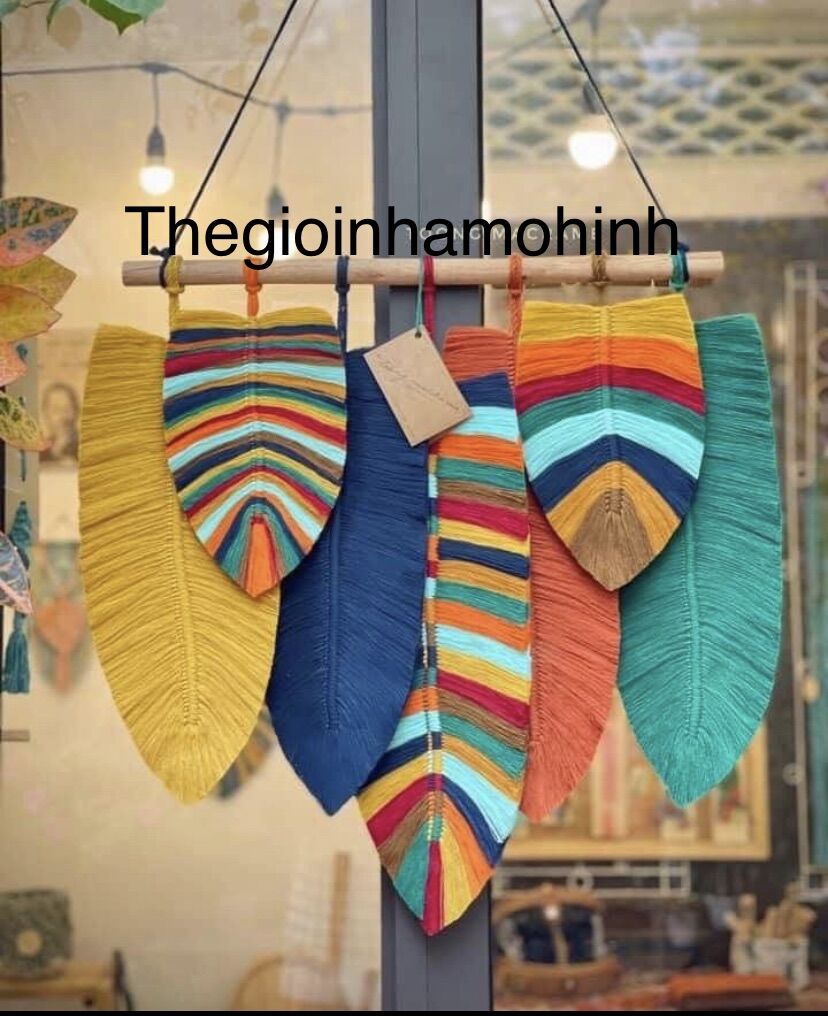 Cành lá macrame có phun keo định hình