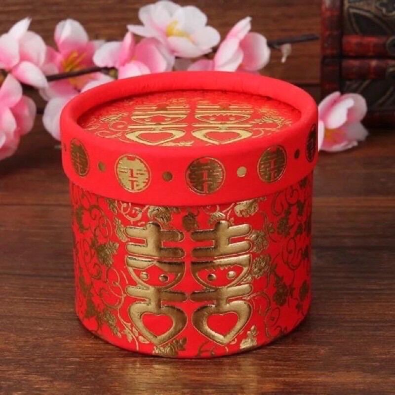 Combo 20-30-50 lon nhỏ Màu Đỏ đựng trà, kẹo, bánh, socola trong tráp quả cưới