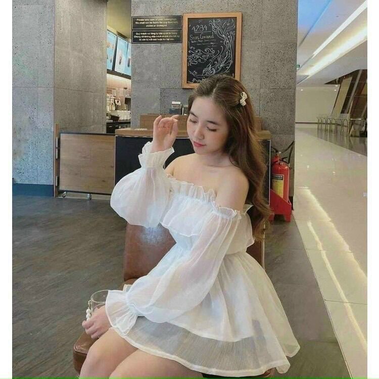 Đầm trễ vai voan tơ công chúa