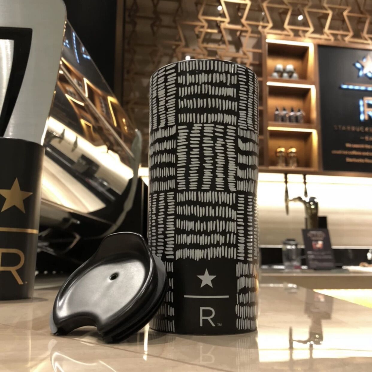 [STARBUCKS SINGAPORE] - BỘ ĐÔI CỐC SỨ RESERVE BLACK/ RED ZEBRA DOUBLE WALL CERAMIC MUG 10oz
