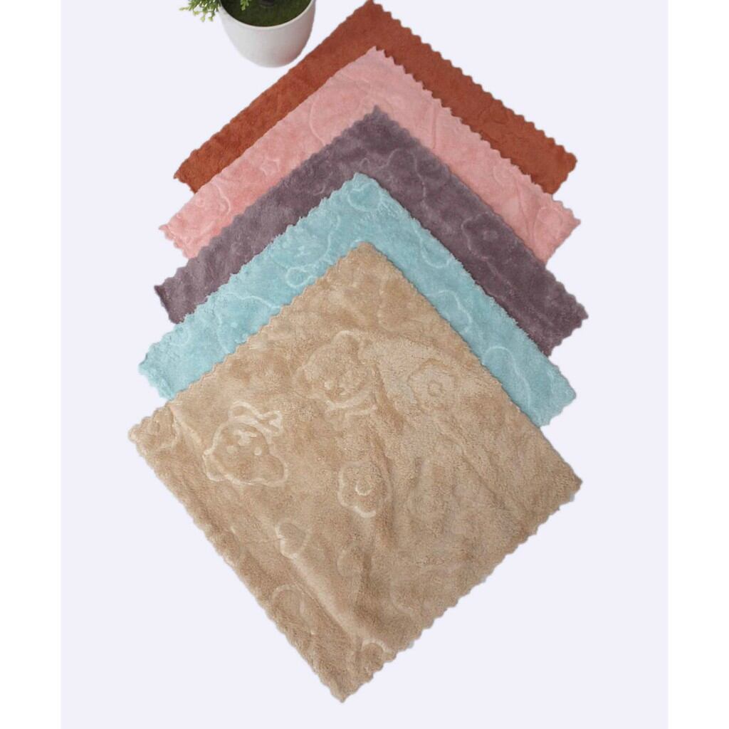 khăn gấu siêu mềm - set 5 khăn mặt, khăn đa năng