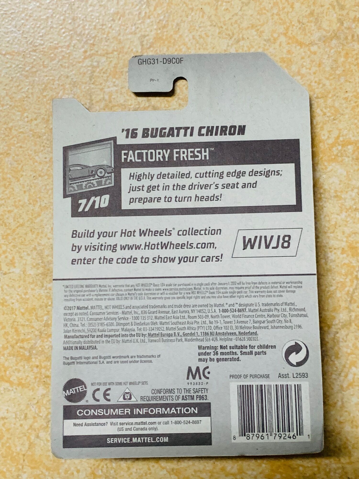 Hobby Store xe mô hình Hot Wheels Bugatti Chiron ZAMAC