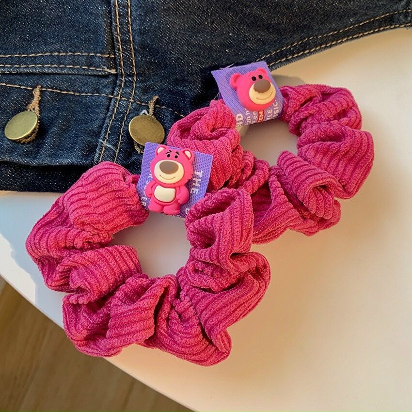 Scunchies gấu hồng cute - cột tóc đeo tay đều xinh xắn