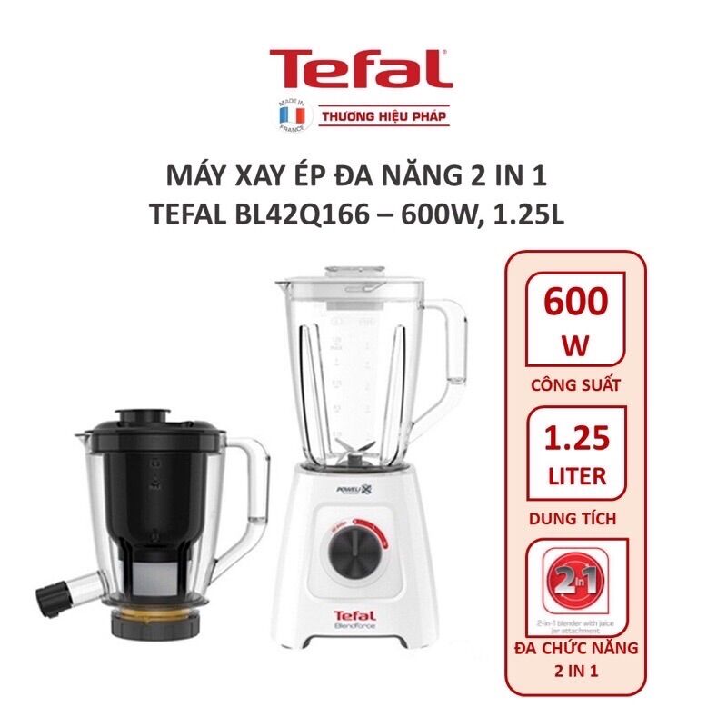 Máy xay sinh tố, ép đa năng 2 trong 1 tefal bl42q166